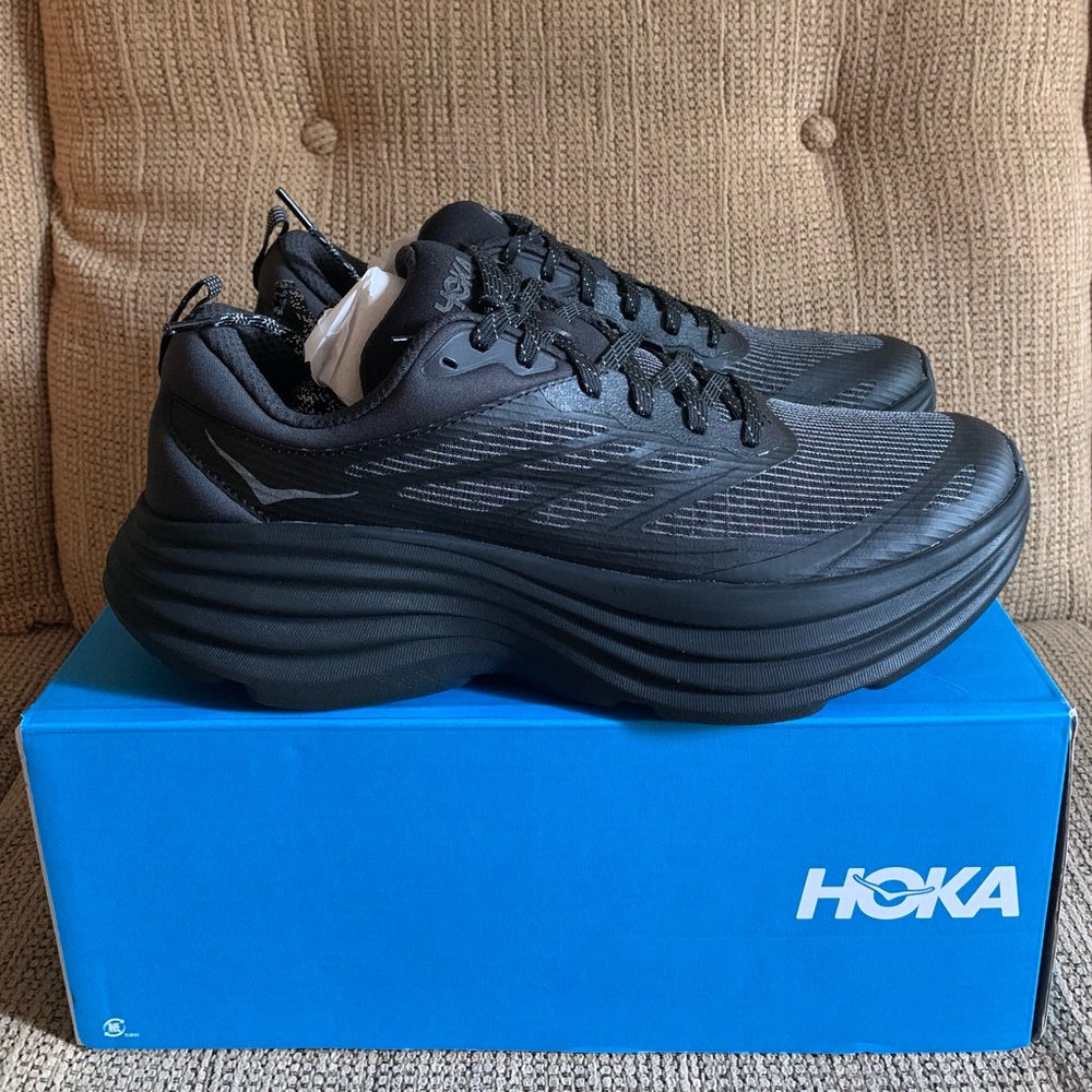 NEW Hoka Bondi 8 TS Caged Black / Black Running Shoes - Size 11 Men’s Sneakers